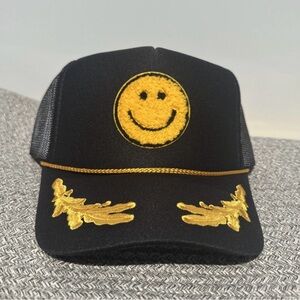 OTTO Black Cap with Gold Smiley Face